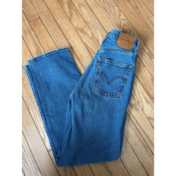 Levi's Denim - Levis Ribcage Straight Ankle Jean Women Medium Wash Blue High Rise (fits 25x27)